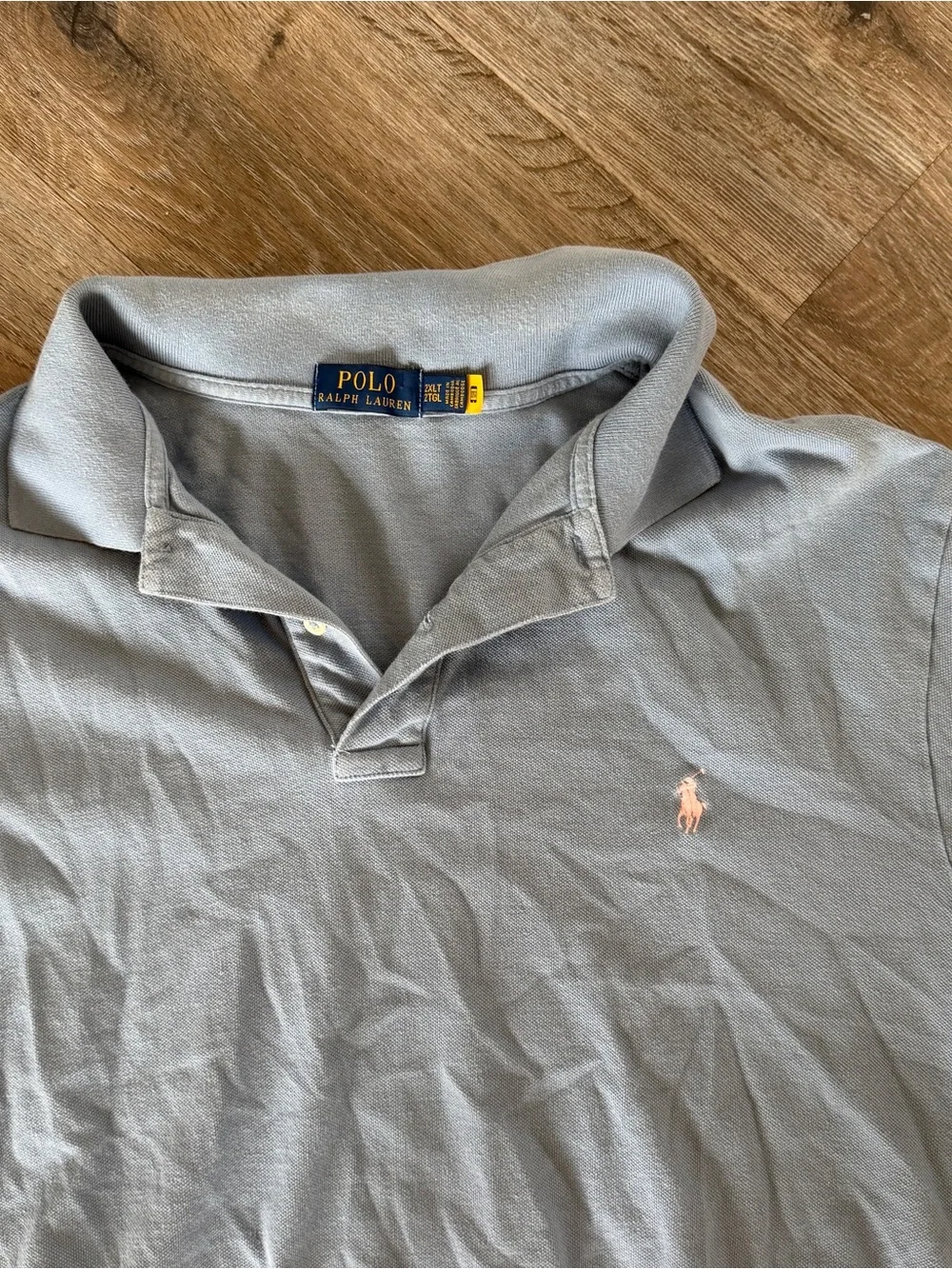 Ralph Lauren Men's Pale Blue Polo Shirt with Embroidered Pony